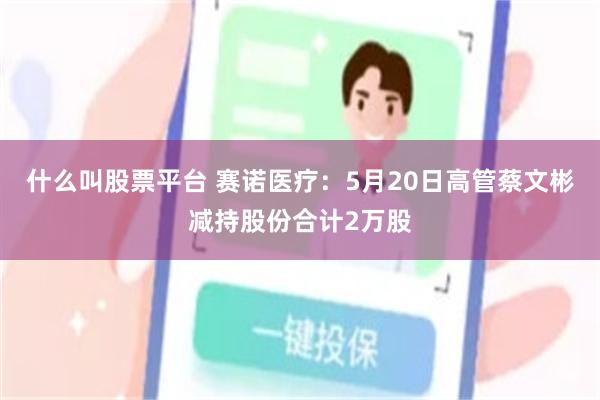什么叫股票平台 赛诺医疗：5月20日高管蔡文彬减持股份合计2万股