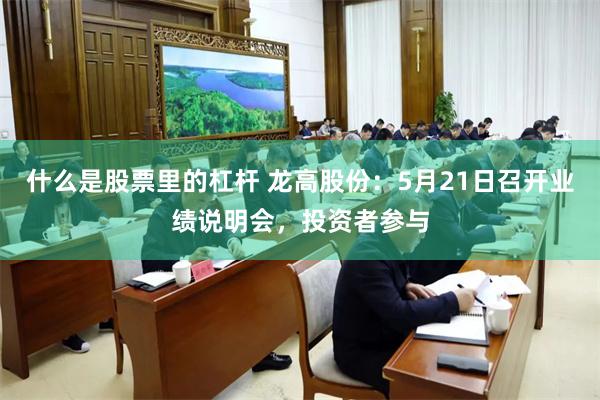 什么是股票里的杠杆 龙高股份：5月21日召开业绩说明会，投资者参与