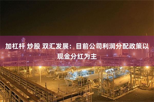 加杠杆 炒股 双汇发展：目前公司利润分配政策以现金分红为主