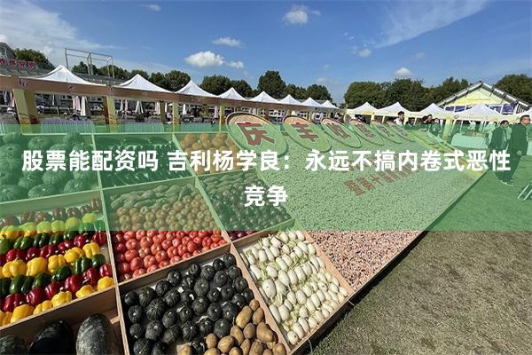 股票能配资吗 吉利杨学良：永远不搞内卷式恶性竞争